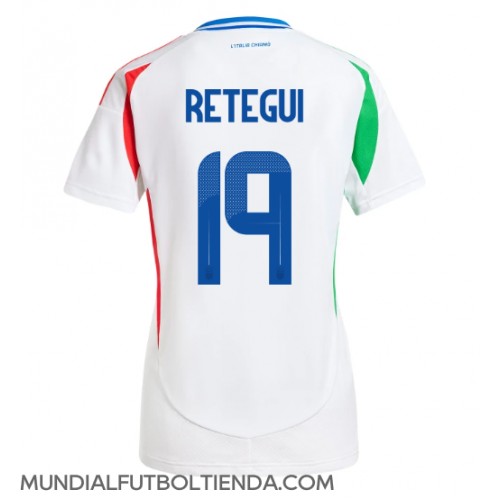 Camiseta Italia Mateo Retegui #19 Segunda Equipación Replica Eurocopa 2024 para mujer mangas cortas